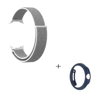 Nylonslinga klockarmband för Google Pixel Watch Justerbart Magic Tape Band med ihåligt skyddsfodral för PC (midnattsblå)