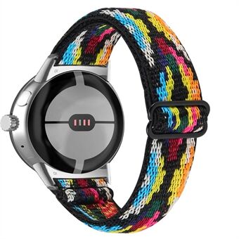 För Google Pixel Watch Flätat klockband Andningsbart justerbart armbandsbyte med silveradapter