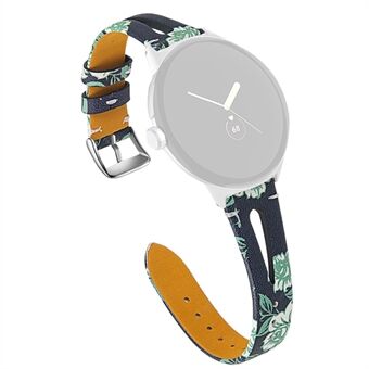 Äkta läderband för Google Pixel Watch, ihåligt ersättningsarmband för Smart klocka med roséguldkontakt