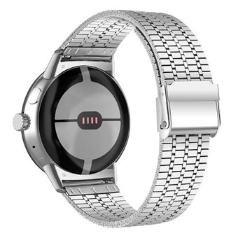 För Google Pixel Watch Luster Steel Smartwatch Rem Replacement Watch Band med Spänne -Silver