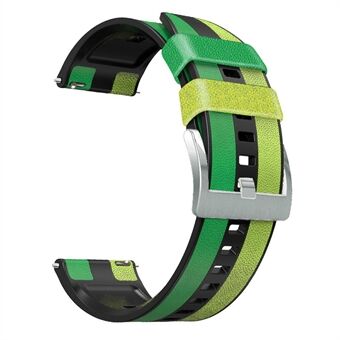 För Huawei Watch Buds / GT 3 SE / GT 3 Pro Trefärgad design läderbelagd silikonarmband 22 mm ersättningsklockarmband