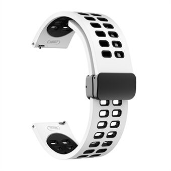 Silikonarmband för Garmin Forerunner 265 / Honor Watch GS 3i, 22 mm tvåfärgat magnetiskt band med svart hopfällbart spänne