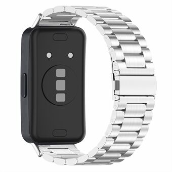 Klockarmband för Huawei Band 8 , 3-pärlor i rostfritt Steel , ersättande Smartwatch-band - Silver