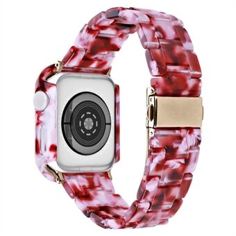 För Apple Watch Series 7/8 45 mm resin klockremsset med fodralskydd Smart Watch Replacement Band