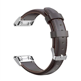 26mm Oil Wax Texture Cowhide Leather Watch Band for Garmin Fenix 6X Pro