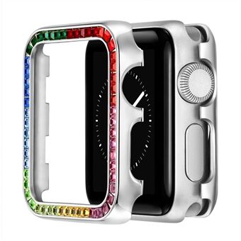 Färgglad rhinestone aluminiumlegering skyddande klockfodral omslag för Apple Watch Series 1/2/3 38mm
