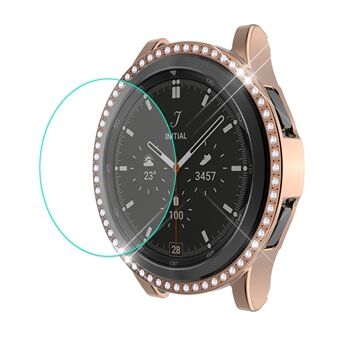 ENKAY 2-i-1 0,2 mm 2,15D Sensitive Touch 9H skärmskydd i härdat glas med strassdekoration Elektroplering PC Smart Watch-fodral för Samsung Galaxy Watch4 Classic 42 mm