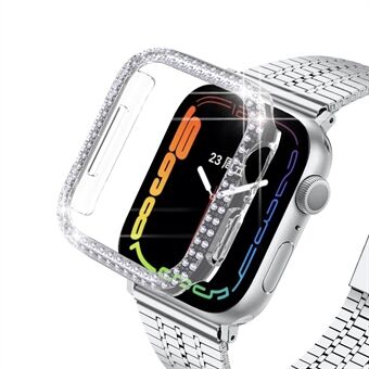 Rhinestone Decor Transparent Hard PC Smart Watch Case Cover för Apple Watch Series 7 41mm