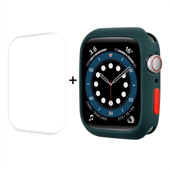 ENKAY Button Cover Soft TPU Watch Case Shell med välvt PET skärmskydd i full storlek för Apple Watch Series 7 41mm