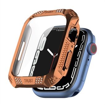 För Apple Watch Series 7 41 mm galvanisering PC Watch Skyddsfodral med strassdekor + skärmskydd i härdat glas
