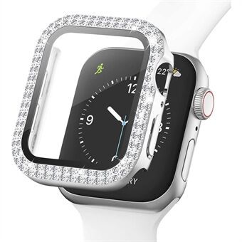 Rhinestone Decor Smart Watch Case Cover med skärmskydd i härdat glas för Apple Watch Series SE / 6/5/4 44mm