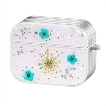 Flower Pattern + Glitter Sequins Design Earphone Cover Case for Apple AirPods Pro
