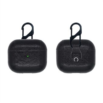 PU-läderbelagd PC-hörlursfodral Bluetooth-hörlurar Skyddsfodral med hängkrok för Apple AirPods 3