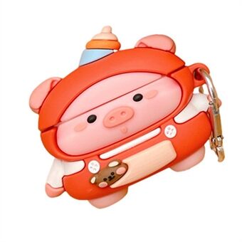För Apple AirPods Pro hörlurar Fullt skydd Silikonfodral Cute Piggy Design Laddbox Stötsäkert skyddsskydd med krok