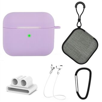 5 st/set för Apple AirPods 3 bärbara skyddsfodral Set Öronsnäckor Mjuk silikonskyddssats med nyckelring / hörlurshållare / anti-tappad nackrem / förvaringsfodral