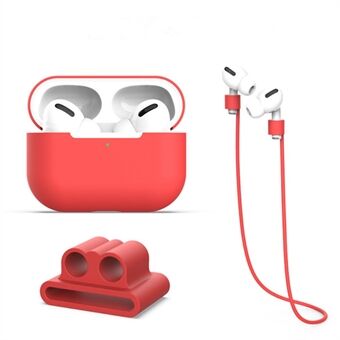 3 st/set för Apple AirPods Pro 2 Laddningsfodral Cover Öronsnäckor Skyddande silikonfodral Set med headsethållare / anti-tappad nackrem