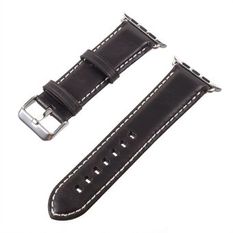 For Apple Watch Series 5 4 44mm, Series 3 / 2 / 1 42mm Vintage Oil Wax Genuine Leather Watch Band