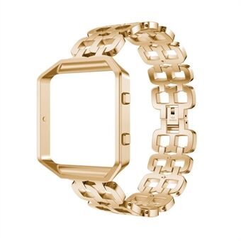 Snygg 8-Shape Stainless Steel Watch Band + Watch Ram för Fitbit Blaze