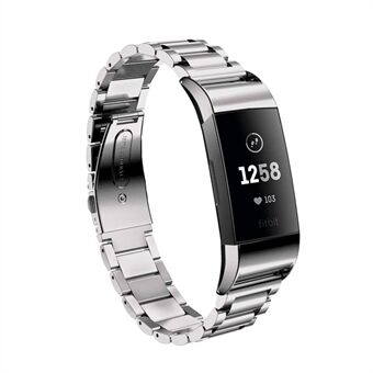 Armband i massivt rostfritt Steel fjärilsspänne för Fitbit Charge 3