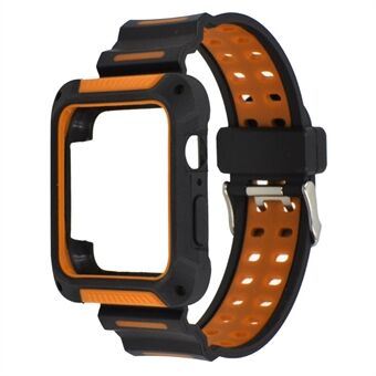 XINCUCO Bi-color Soft Silicone Watch Strap + Watch Frame for Apple Watch Series 5 4 44mm