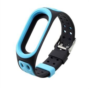 Breathable Bi-color Silicone Watch Band for Xiaomi Mi Smart Band 4 / Mi Band 3