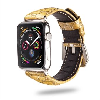 QIALINO Fish Scale Wristband Äkta läderklockarmband för Apple Watch Series 4 44mm Apple Watch Series 3 2 1 42mm