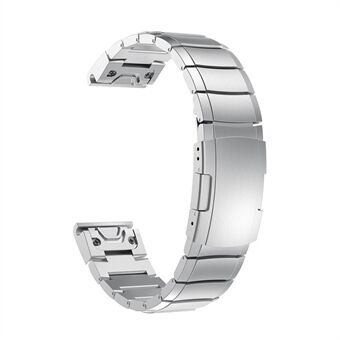Stainless Steel Watch Wrist Strap with Butterfly Buckle for Garmin Fenix 5X - Silver