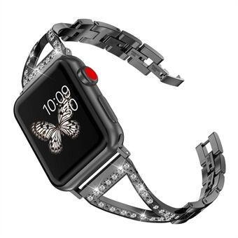 Diamond Decor Stainless Steel Smart Watch Strap for Apple Watch Series 3/2/1 38mm/Series 6/SE/5/4 40mm