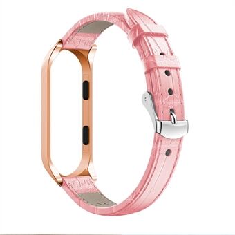 Crocodile Texture Genuine Leather Watch Band with Watch Frame Replacement for Xiaomi Mi Band 3 / Mi Smart Band 4