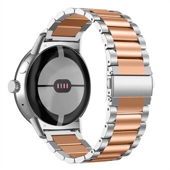 För Google Pixel Watch Elegant 316 rostfritt Steel 3 pärlor handledsband polerat ersättningsarmband för smartklockor