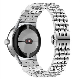 För Google Pixel Watch Luxury 7 Beads Rostfritt Steel Smart Watch Band Snyggt utbytesarmband - Silver
