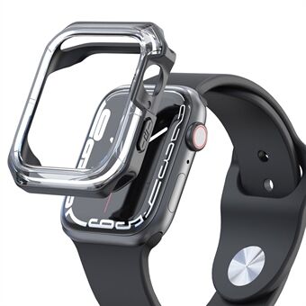För Apple Watch Series 7 41 mm mjuk TPU Transparent Dual Color ihåligt skydd mot fall