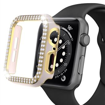 För Apple Watch Series 4/5/6 40 mm / SE 40 mm PC-klocka Halvt fodral Galvanisering Tvårads Rhinestones Design Skyddsöverdrag