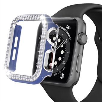 För Apple Watch Series 1/2/3 38 mm Tvårads Rhinestones Design PC-klocka Halvt fodral Galvanisering Anti Scratch