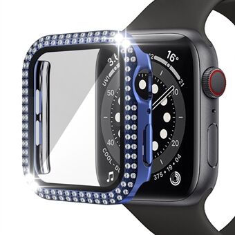 För Apple Watch Series 1/2/3 38 mm Full Protection Rhinestone + PC + Härdat glas Smart Watch Case Cover