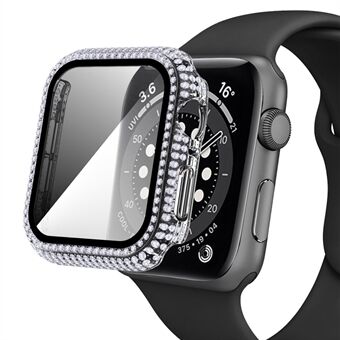 För Apple Watch SE / Series 4/5/6 40 mm Drop-proof Anti-wear Rhinestone dekorerad PC Watch Case med härdat glas skärmskydd
