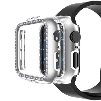 För Apple Watch Series 4/5/6 44mm / SE 44mm Bowknot Rhinestones Decor Watch Case Anti-drop PC Halvt skyddande skydd