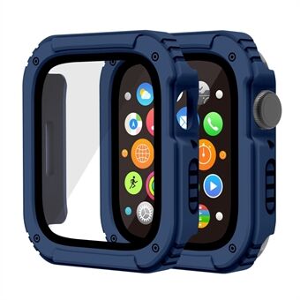 För Apple Watch Series 7 41 mm klockfodral med full täckning PC + TPU + skyddsöverdrag i härdat glas