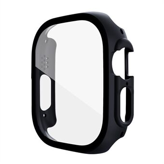 För Apple Watch Ultra 49 mm hårt PC-fodral med skärmskydd i härdat glas monterat reptåligt skyddsöverdrag