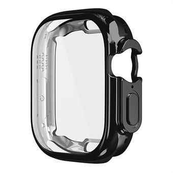 RURIHAI PC Watch Fodral för Apple Watch Ultra 49mm, tryckknappsklocka med hög aluminiumoxid glasskärmfilm