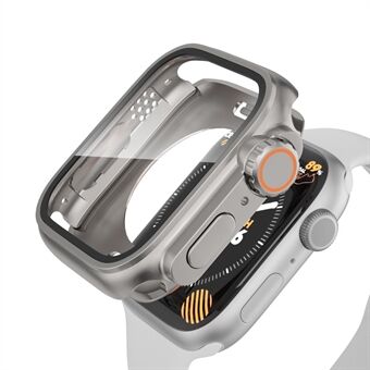 Vattentätt täckande täckning för Apple Watch Series 8 7 45 mm, hård PC Watch-fodral med skärmskydd i härdat glas