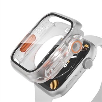 För Apple Watch Series 8 7 41 mm vattentätt fodral Ultratunnt stötsäkert hårt PC-fodral med skärmskydd i härdat glas