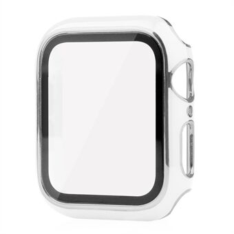 För Apple Watch Series 8 45 mm dubbelfärgad galvanisk klockfodral Inbyggt skärmskydd i härdat glas Hård PC Övergripande skyddsöverdrag