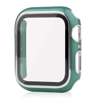 För Apple Watch SE (2022) 40 mm dubbelfärgad galvanisering PC-skal All-Around Edge Skyddskåpa med skärmskydd i härdat glas