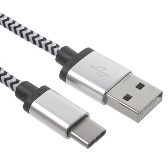 Dubbelfärgad vävd USB Type-C Charge Sync-kabel för Xiaomi Mi 5 / Ny Macbook - Svart