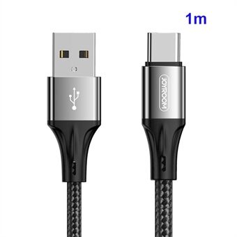 JOYROOM 1M nylonflätad Type-C USB Data Sync Laddningskabel för Samsung Huawei Xiaomi - Svart