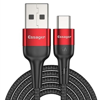 ESSAGER 1M nylonflätad Type-C USB Data Sync Snabbladdarkabel för Samsung Huawei Xiaomi
