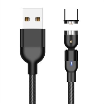1m 2A USB till USB-C / Type-C nylonflätad roterbar magnetisk laddningskabel