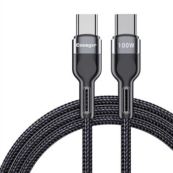 ESSAGER 0,5m 100W Type-C till Type-C-kabel PD Snabbladdningsdatakabel för Samsung Huawei Xiaomi - Grå