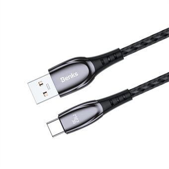 BENKS D40 25W USB A till Typ C Zinklegering Datakabel Flätad laddningssladd 120cm